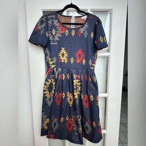 LuLaRoe Aztec Tribal Fit & Flare Amelia Dress Southwestern Jacquard Plus Size 2X
